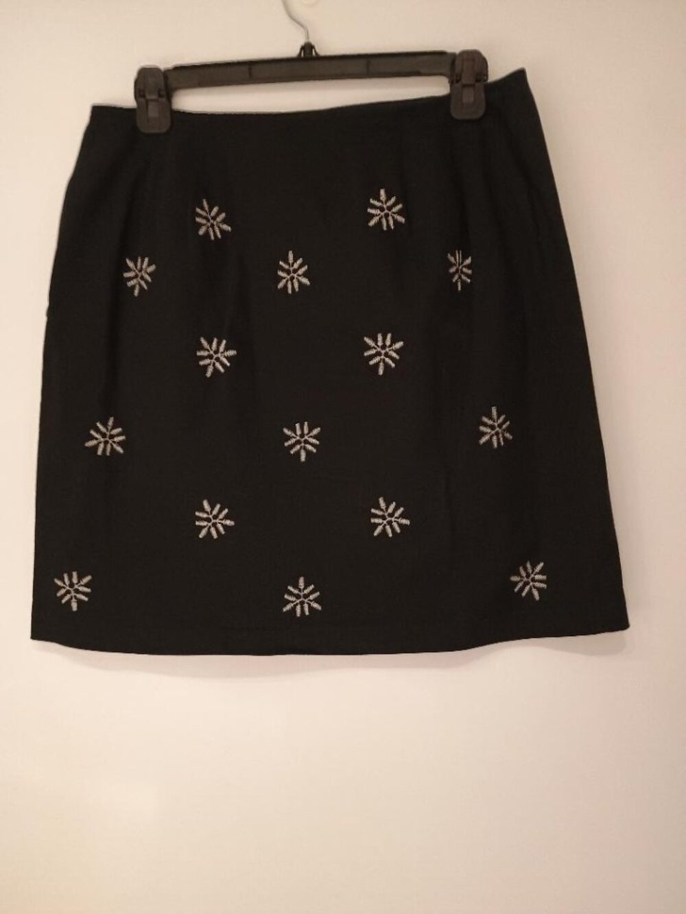 Black Ann Taylor Skirt with White Snow Flakes